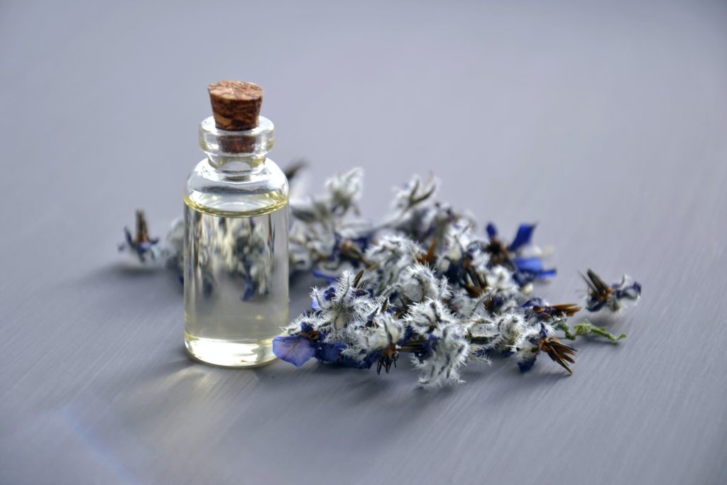 perfume with flowers and herbs